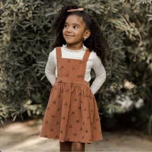 Rylee + Cru Brown Corduroy Pinafore with Fall Leaves / 18-24